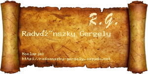 Radvánszky Gergely névjegykártya